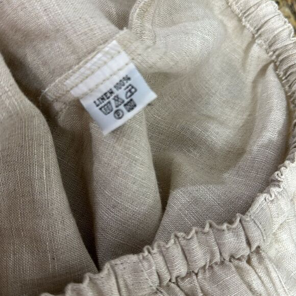 John P Linen Wide Leg High Rise Pants In Light Beige Size XL - Picture 6 of 9